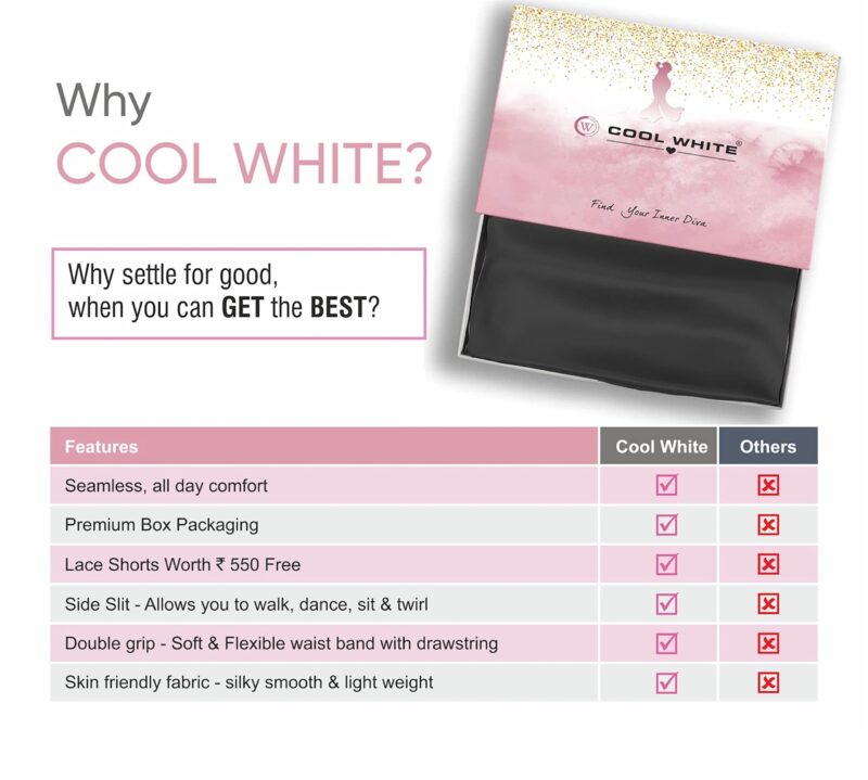 COOL WHITE Saree Shapewear for Women with lace Shorts - Body Shaper Petticoat | Shape Wear Dress | Party & Traditional Saree Shapewear | Saree Shaper | Underskirt Shorts | Saree Shapewear Combo - Image 5