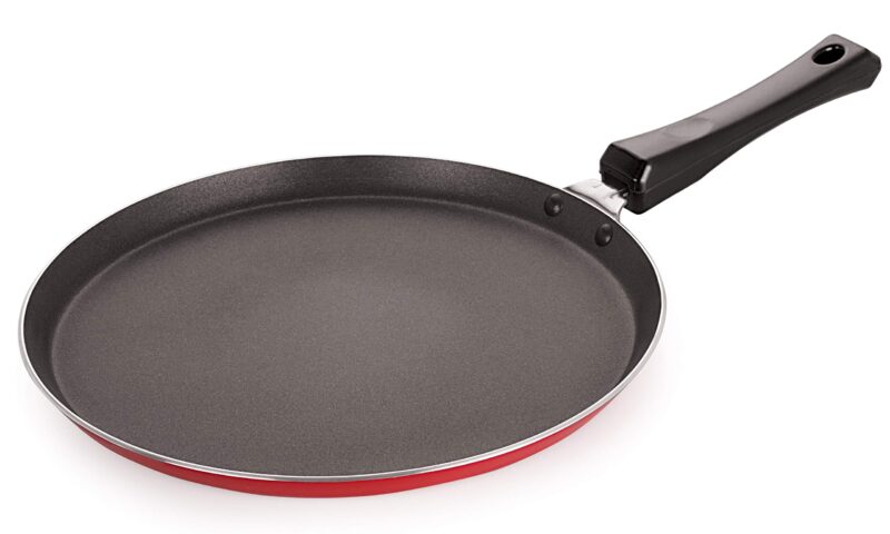 Nirlon Aluminum Non Stick Gas Stove Compatible Flat Dosa Tawa with Bakelite Handle 24cm[26mm Classic_Flat Tawa10]