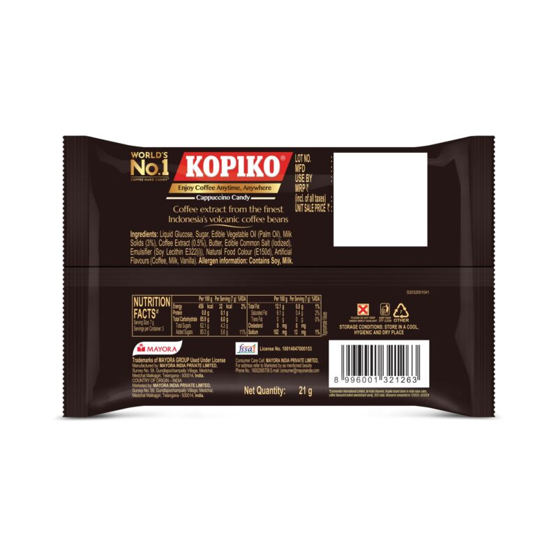 KOPIKO Cappuccino Coffee Candy - World's No 1 Coffee Hard Candy* - Pocket Pack -504 gm |24 Units X 6 Pieces in Each| - Image 6