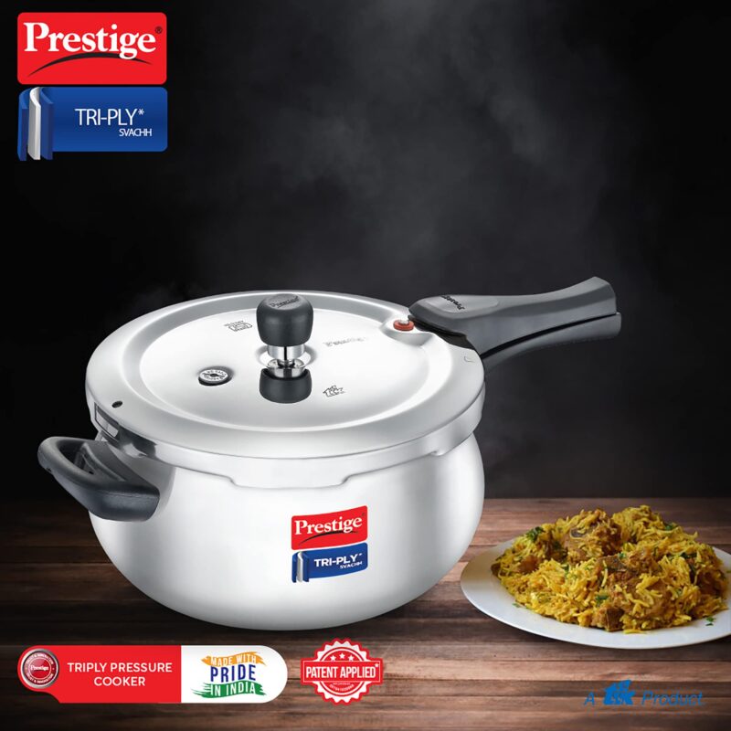 Prestige Stainless Steel Svachh Tri-Ply Handi Pressure Cooker 5 Litre, 5 Liter,Silver - Image 4