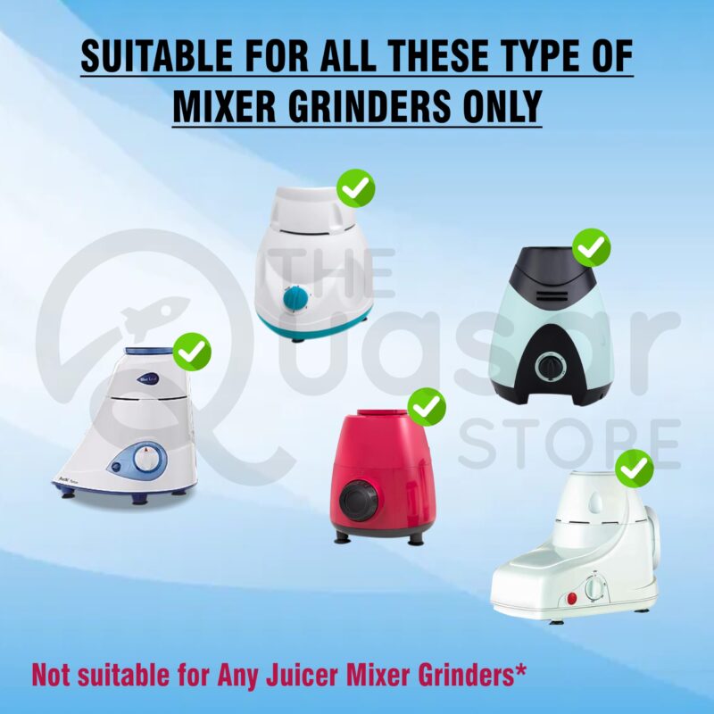 The Quasar Store Combo Chutney Jar, Mixer Jar (180 Ml 400 Ml) Suitable For All Local & Branded Mixer Which Comes With 2 Lock & 4 Teeth Coupler - Silver - Image 2