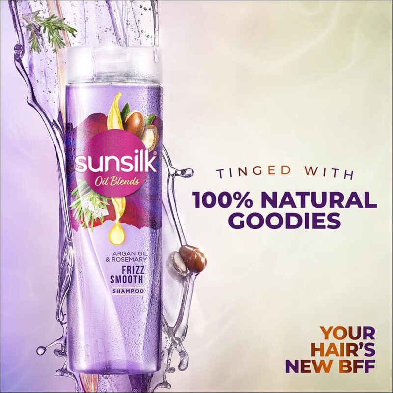 Sunsilk Argan Oil & Rosemary Frizz Smooth Oil Blends Shampoo | for Frizzy Hair | with No Added Parabens | 370 ML - Image 6