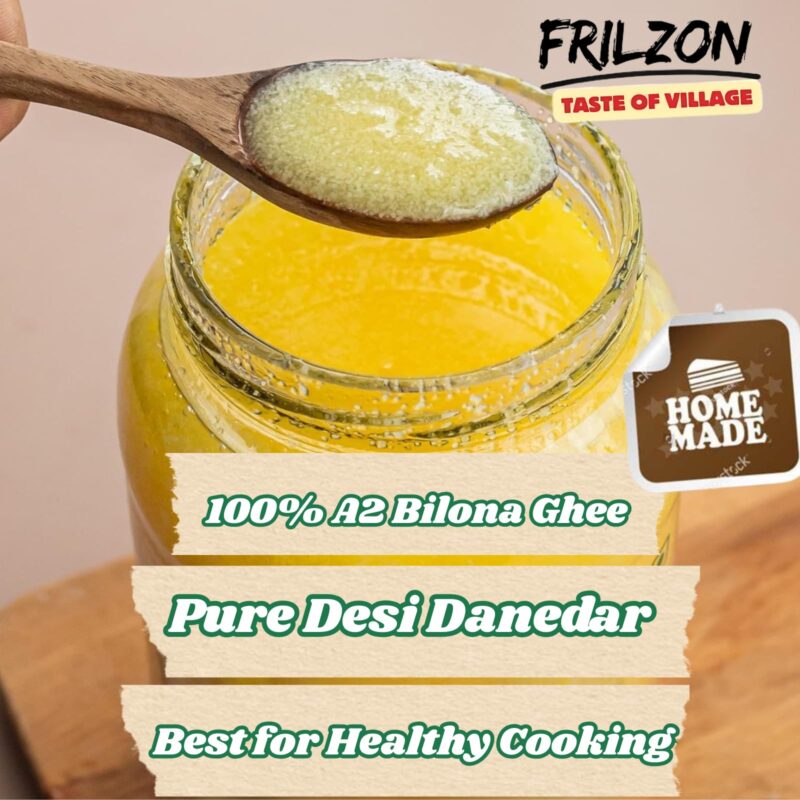 Frilzon A2 Cow Ghee 1 Litre, 100% Pure desi and Natural, Churned from Traditional Bilona Method, Helps Boost Immunity and Digestive Health, A2 Gir Cow Ghee for Cooking and Heart Health - Image 2