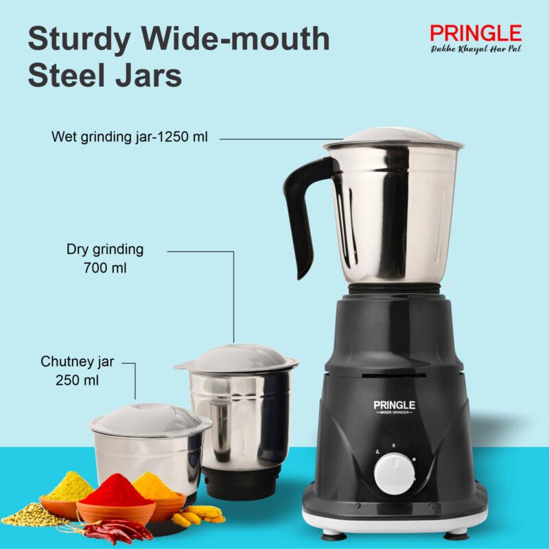 Pringle Crest Dlx 750 Watt Juicer Mixer Grinder with 3 Jars for Grinding, Mixing, Juicing with Powerful Motor | 1 Year Warranty | (Crest Dlx-Black) - Image 7