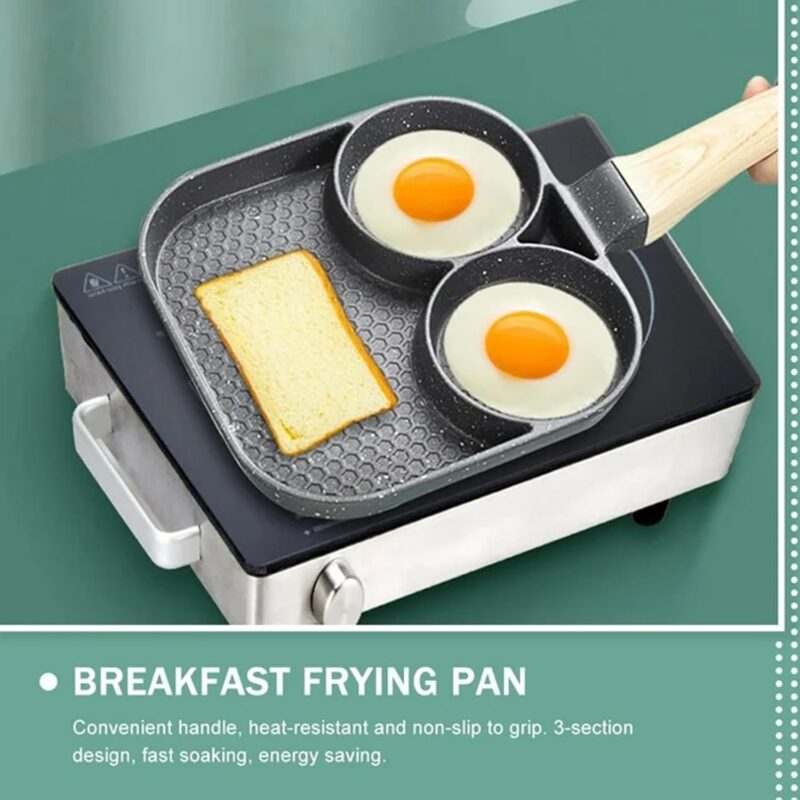 DAYANIDHI Multi Cooking Frying Egg Fry Pan with 3in1 Sction | Compatible with All Stove Types 1.5 L Capacity | Best for Making Omlette/Pancakes/Burger Patty/Bacon/Fish Fry (Aluminium, Non-Stick) - Image 3