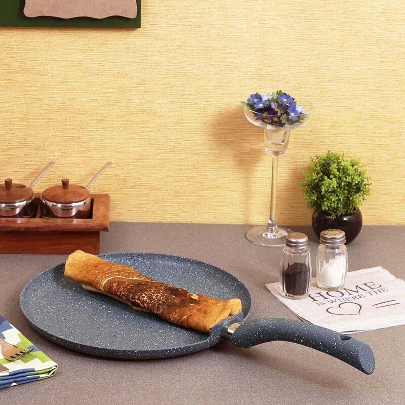 Wonderchef Granite 30cm Non-Stick Dosa Tawa | Induction Bottom | Soft-Touch Handles | Virgin Aluminium | PFOA/Heavy Metals Free | 3.5mm | 2 Year Warranty | Grey - Image 6