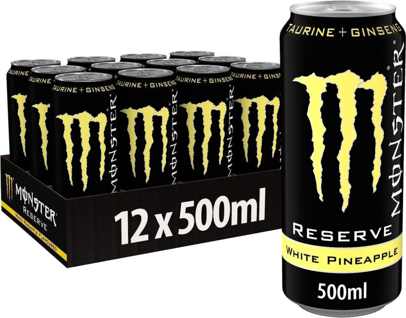 Monster Reserve White Pineapple, Yellow, Carbonated Energy Drink 500ml (Pack Of 12)