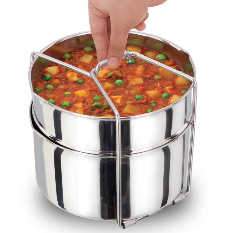 Hawkins Two-Dish Stainless Steel Set, Cooker Separator, Pressure Cooker Pots, Silver (SDS3), 1.275 liters