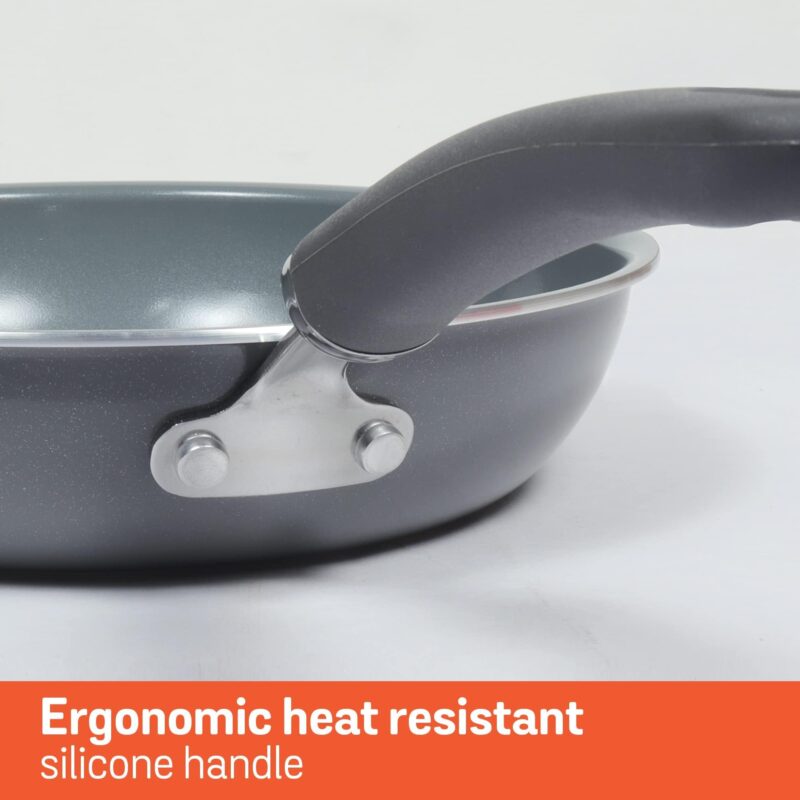 Meyer Anzen Healthy Ceramic Coated Aluminium Frypan | Frying pan Induction Base | Ceramic Pan | Omlette Pan | Ceramic Coated Frying Pan | Ceramic Fry Pan for Cooking, 24cm/2.1L, Grey - Image 3