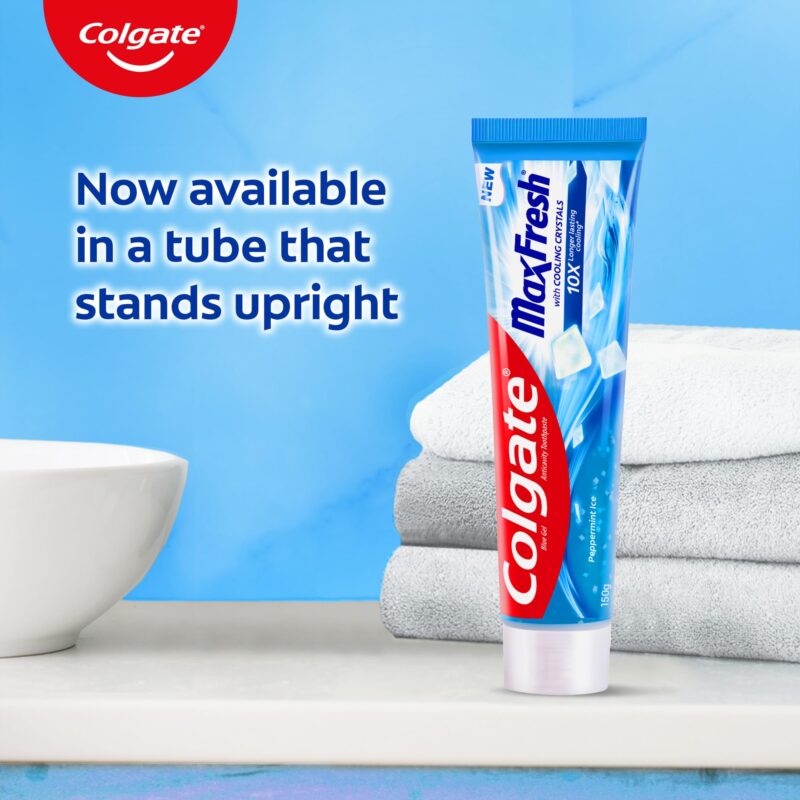 Colgate MaxFresh Toothpaste, Blue Gel Tooth Paste with Menthol for Super Fresh Breath, 300g, 150g X 2 (Peppermint Ice, Combo Pack Offer) - Image 5