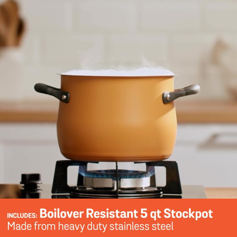 Meyer Accent Series Spark Edition Nonstick And Stainless Steel Cookware Set|Kitchen Set For Home|Gas And Induction Compatible, 6 Pcs, Multi Color, Orange - Image 6