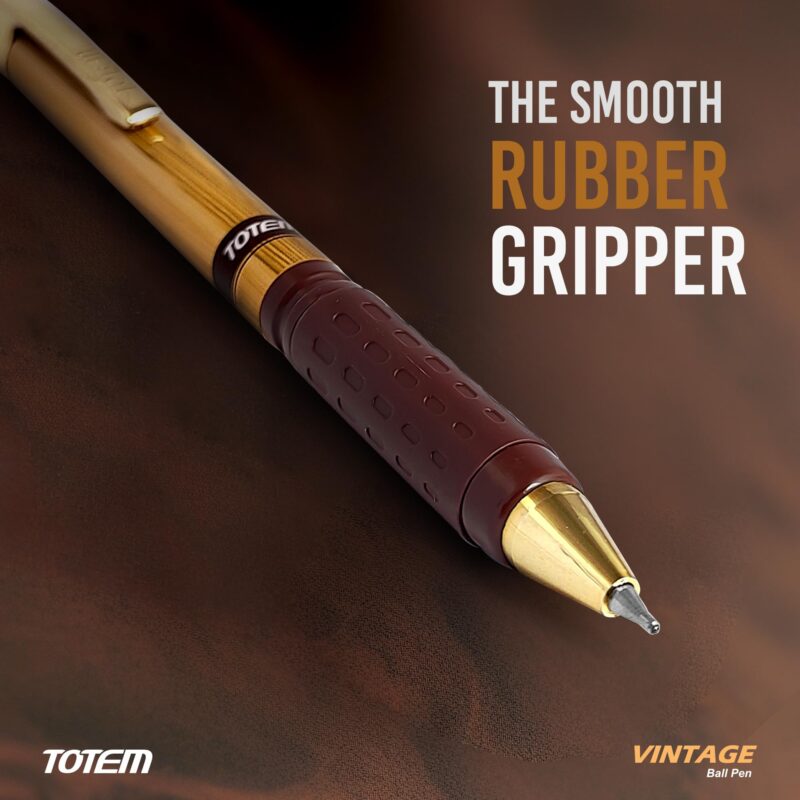 TOTEM Vintage Ball Pens | 10 Blue Ink Pens | Attractive Woody Texture | 0.7 mm Tip | Pens for Students | Comfortable Grip | Smudge Free Writing | Retractable & Click Pens | Gifting & Office Purpose - Image 3