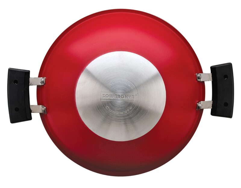 SOWBAGHYA Non Stick Aluminium Deep Appakadai - Red - Appam Maker Non Stick with Lid - Appam Chatty Non Stick - Appachatti - Appam Kadai - Ideal for Indian Cooking (Aluminium, 2.6 mm Thickness) - Image 8