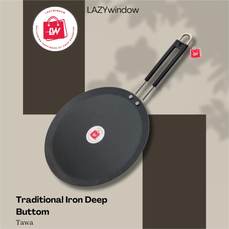 LAZYwindow Induction Base Flat Iron Tawa with Insulated Handle - Image 7