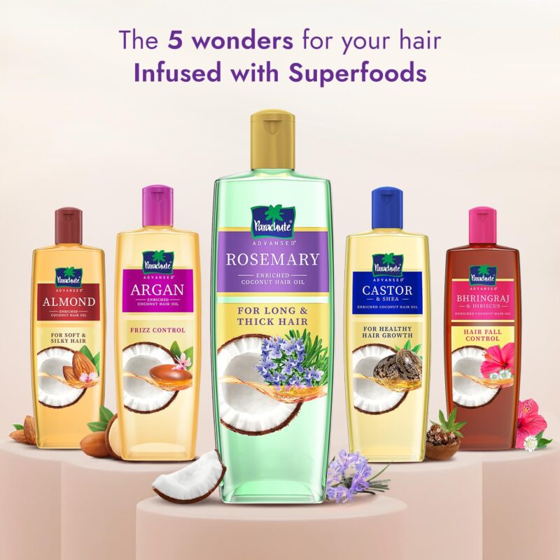 Parachute Advansed Rosemary-enriched Coconut Hair Oil| Rosemary Hair Oil| Superfoods Magic| Long & Thick Hair|300 Ml - Image 3