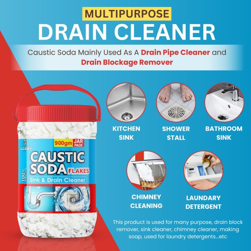 AAAL Caustic Soda Flakes 900gm (SUPER JAR PACK) Chimney Cleaner, Pure & Powerful Drain Cleaner - Image 6