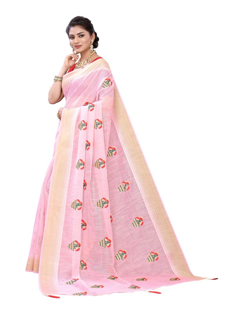 Satrani Women'S Poly Cotton Dyed Saree With Blouse Piece (1823ST146,Light Pink), Free Size - Image 6