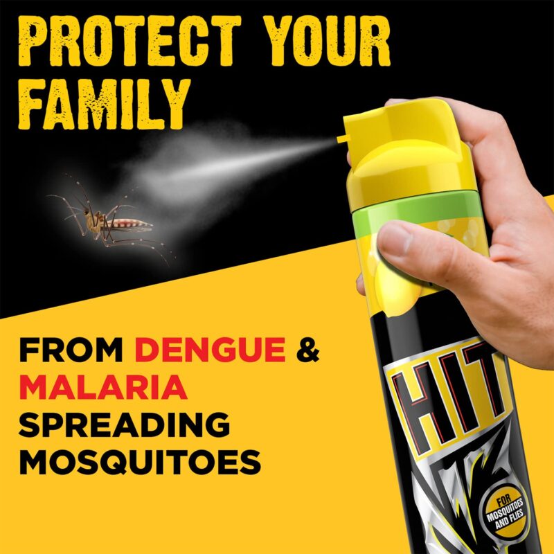 HIT Flying Insect Killer - Mosquito & Fly Killer Spray (400ml) | Lime Fragrance | Instant Kill | Protection from Dengue & Malaria (Pack of 2) - Image 2