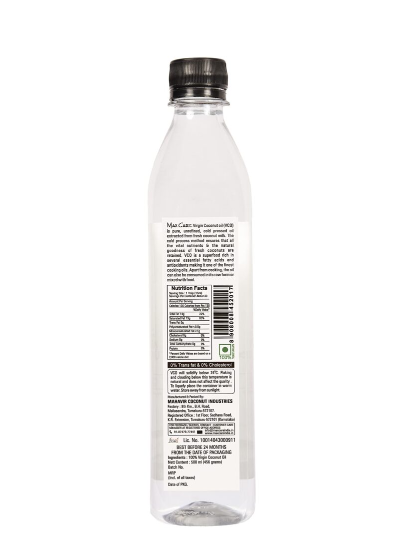 Max Care Virgin Coconut Oil (Cold Pressed) 500Ml - Image 3