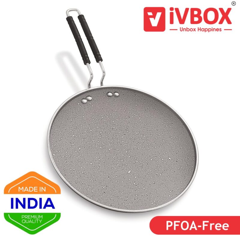 ivbox Rio-Marble Induction Base 300mm Non-Stick Multi-Purpose Aluminium Tawa, Grey (30cm, Induction and Gas Stove Compatible) - Image 7