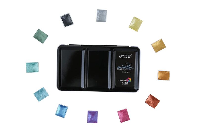 Brustro Metallic Watercolour Half Pans Set of 12 - Image 2