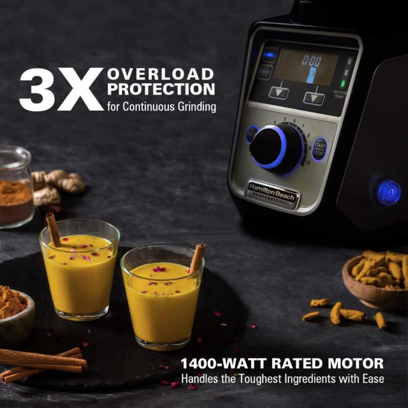 Hamilton Beach Professional Juicer Mixer Grinder 58770-IN, 1400 Watt Rated Motor, Triple Overload Protection, 3 Stainless Steel Leakproof Jars, Triple Safety Protection, Intelligent Controls, Black - Image 5