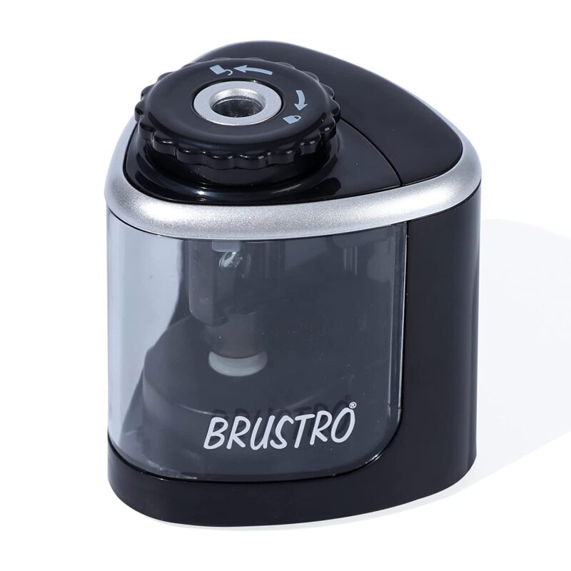 BRUSTRO Semi-Auto Pencil Sharpener | Battery Operated + Manual |Electric Sharpener, Fast Sharping, Automatic, Ideal for Students and Adults, Professional Artists, Auto feed for Home, Office,School use - Image 2