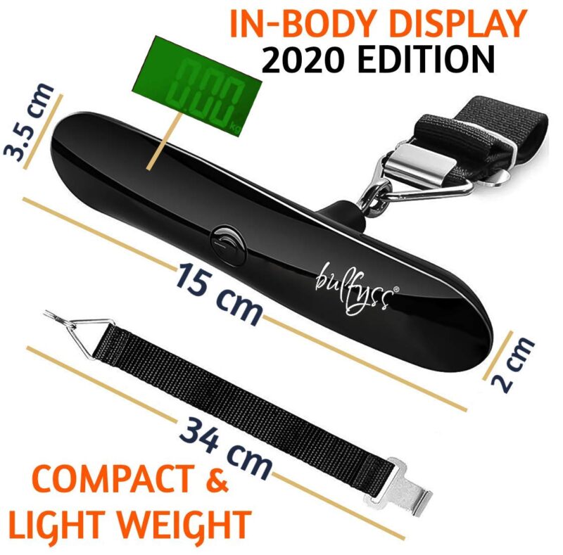 EzLife ELS-2021 Luggage Scale, 50 KG Travel Scale, Digital Scale with Backlight LCD Display, High Precision Hanging Scale, Portable Luggage Scale for Travel, Household, Outdoor (Black & Red) - Image 3