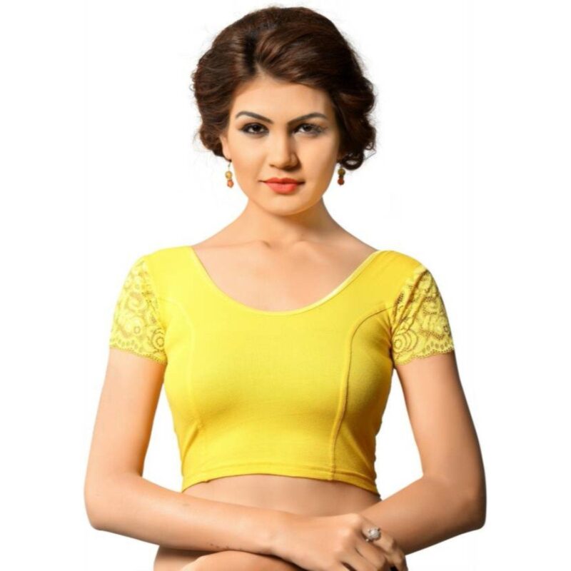 Fressia Fabrics Women's Stretchable Saree Blouse Crop Top Choli (Free Size) - Pack of 3 - Image 3