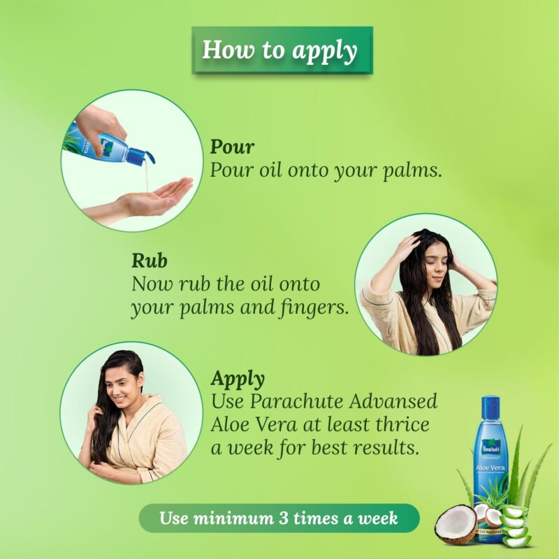 Parachute Advansed Aloe Vera Enriched Coconut Hair Oil, 250ml (Free 75ml) - Image 3