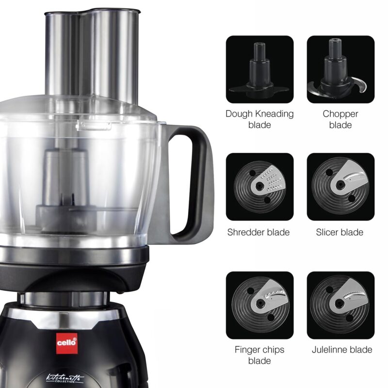 Cello Discovery Chef Mixer Grinder 5 Jars, 1000Watts | Chutney Jar, Wet Jar, Food Machine, Juicer Jar, Dry Jar | Stainless Steel Jars and Sturdy Body | 6 Additional Attachments - Image 5