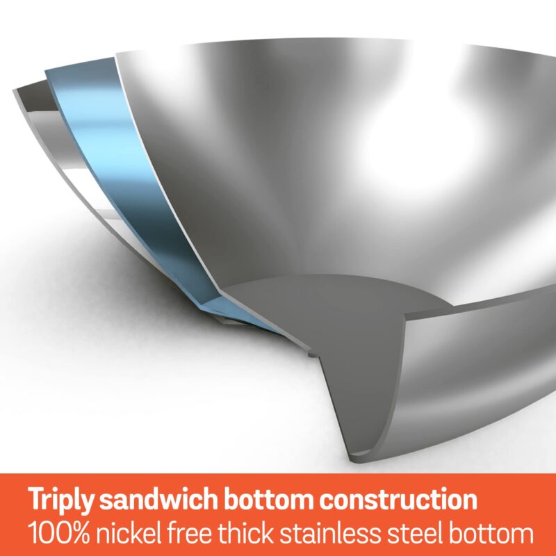 Meyer Trivantage Nickel Free Stainless Steel Triply Frypan | Steel Pan for Cooking | Fry pan Tri ply with Heavy Bottom | Frying Pan Small | Gas and Induction Base, 20cm/ 1.08 Litre, Silver - Image 5