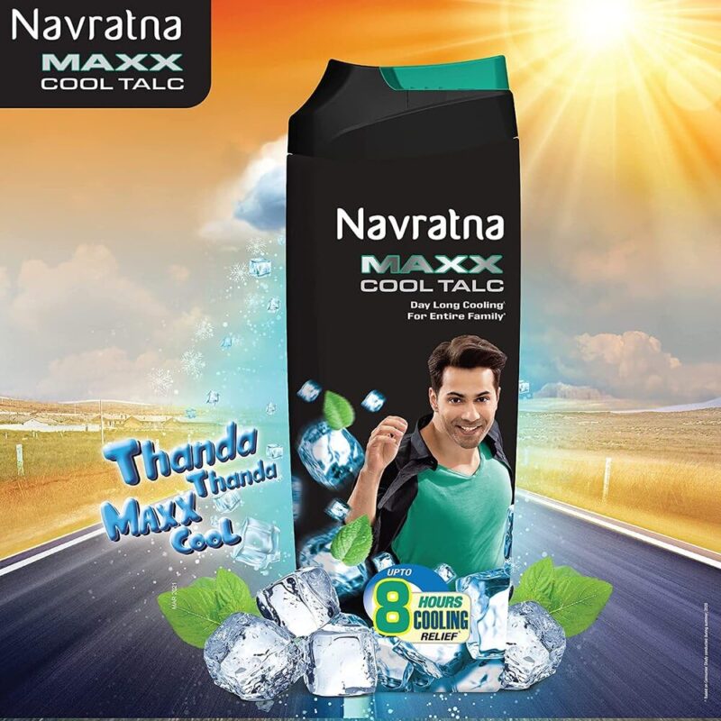 Navratna Maxx Cool Talc |Ice Cooling Effect |For Last Lasting Freshness and Fragrance|Instant Sweat Control, 400gm&Navratna Active Deo for Unisex, 400g - Image 6
