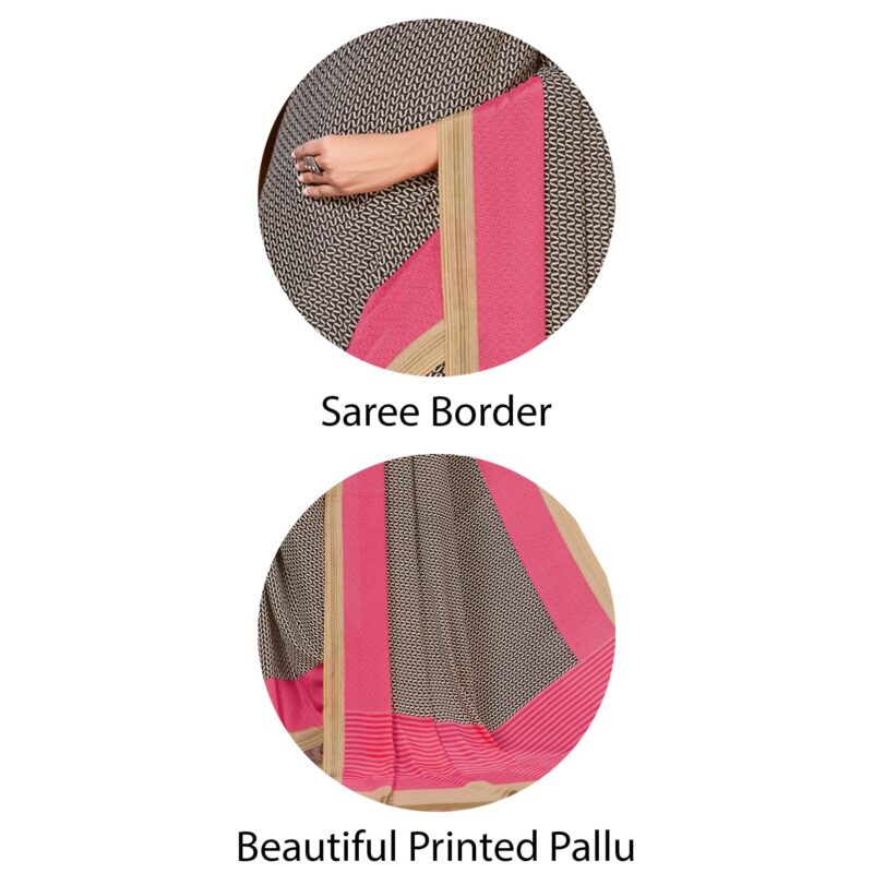 Vimla Women's Multi Crape Silk Uniform Saree with Blouse (Free Size_1113_Multicolor) - Image 3