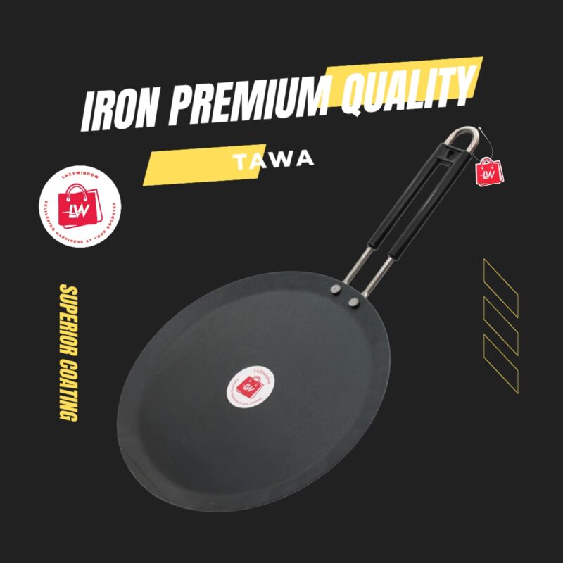 LAZYwindow Induction Base Flat Iron Tawa with Insulated Handle - Image 6