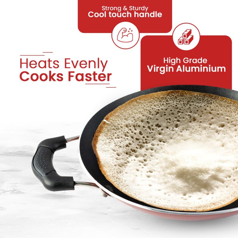 Blueberry's Appam Pan with Lid - High Grade Non Stick Coating Appam Maker/Appam Chatty/Appachatti with 1 Year Warranty - Image 3