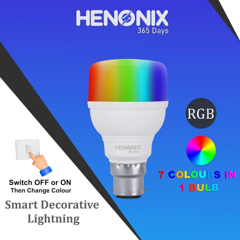 HENONIX 9 watt 7 Color in 1 led Bulb | 7 Colours Led Bulb | Multicolor Bulb 9 watt | Rgb Led Bulbs | Decorative Multicolor led bulb Pack of 12 (12) - Image 4