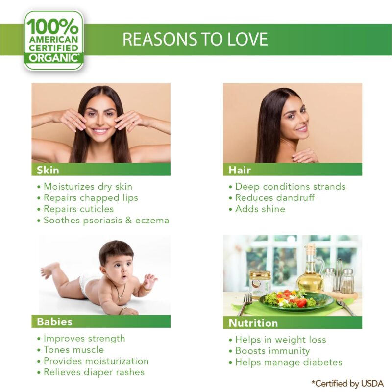 Organic Harvest Extra Virgin Organic Coconut Oil: 100% Pure | For Hair & Skin, Coconut Virgin Oil for Baby Massage, 100% American Certified Organic, Paraben & Sulphate-free, 200ml - Image 8