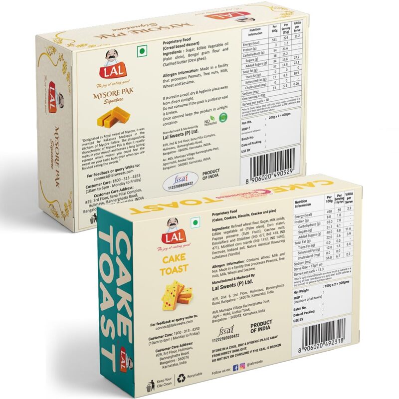 Mysore Pak 400g & Cake Toast 300g