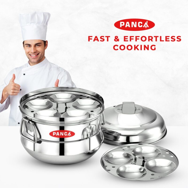 PANCA Idli Maker 3 Plate 13 Idli Cooker, Premium Idli Panai Heavy Weight Idly Cooker, Idli Steamer, Idli Pot- Silver (13 IDLI BIG) - Image 5