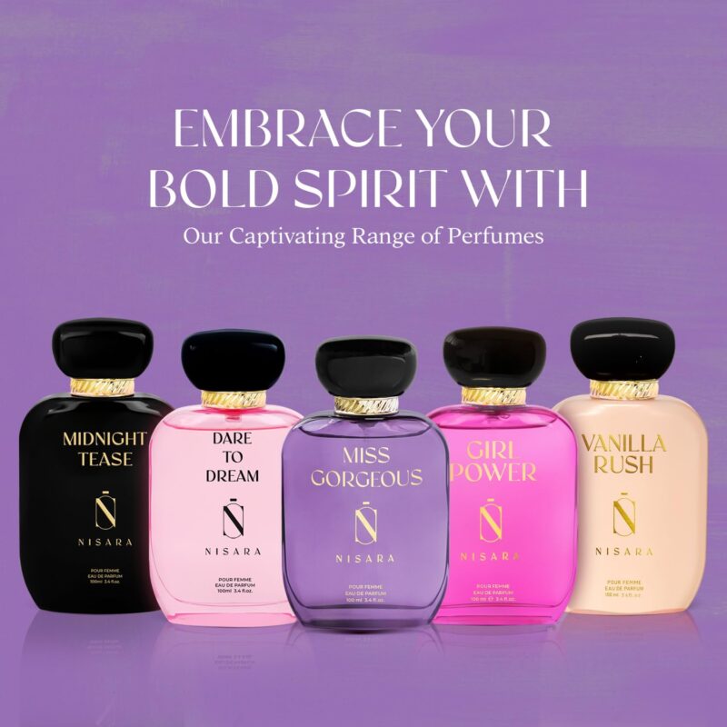 Nisara Miss Gorgeous Perfume For Women 100 ml | Long Lasting Eau De Parfum | Floral-Fruity-Green Fragrance | With Pear,Bergamot,Rose,Cedarwood,Musk,Amber,Vanilla | EDP Scent spray for Women | Premium Perfume For Her - Image 2