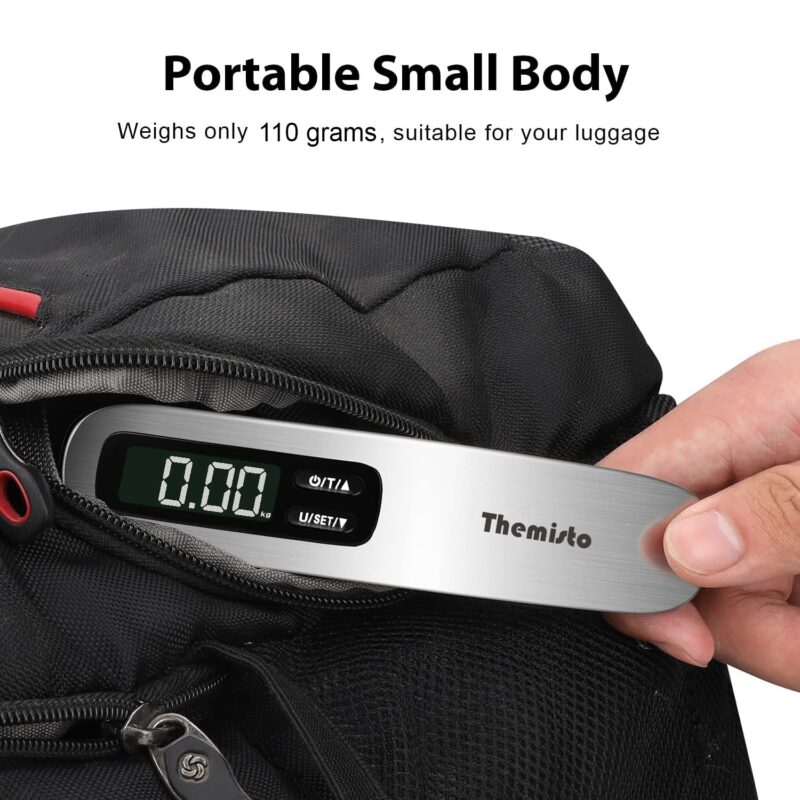 Themisto TH-WS10 Digital Luggage Scale with Target Value Setting (50kg), Silver - Image 6