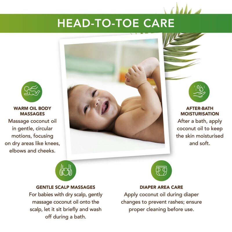 Organic Harvest Extra Virgin Organic Coconut Oil: 100% Pure | For Hair & Skin, Coconut Virgin Oil for Baby Massage, 100% American Certified Organic, Paraben & Sulphate-free, 200ml - Image 9