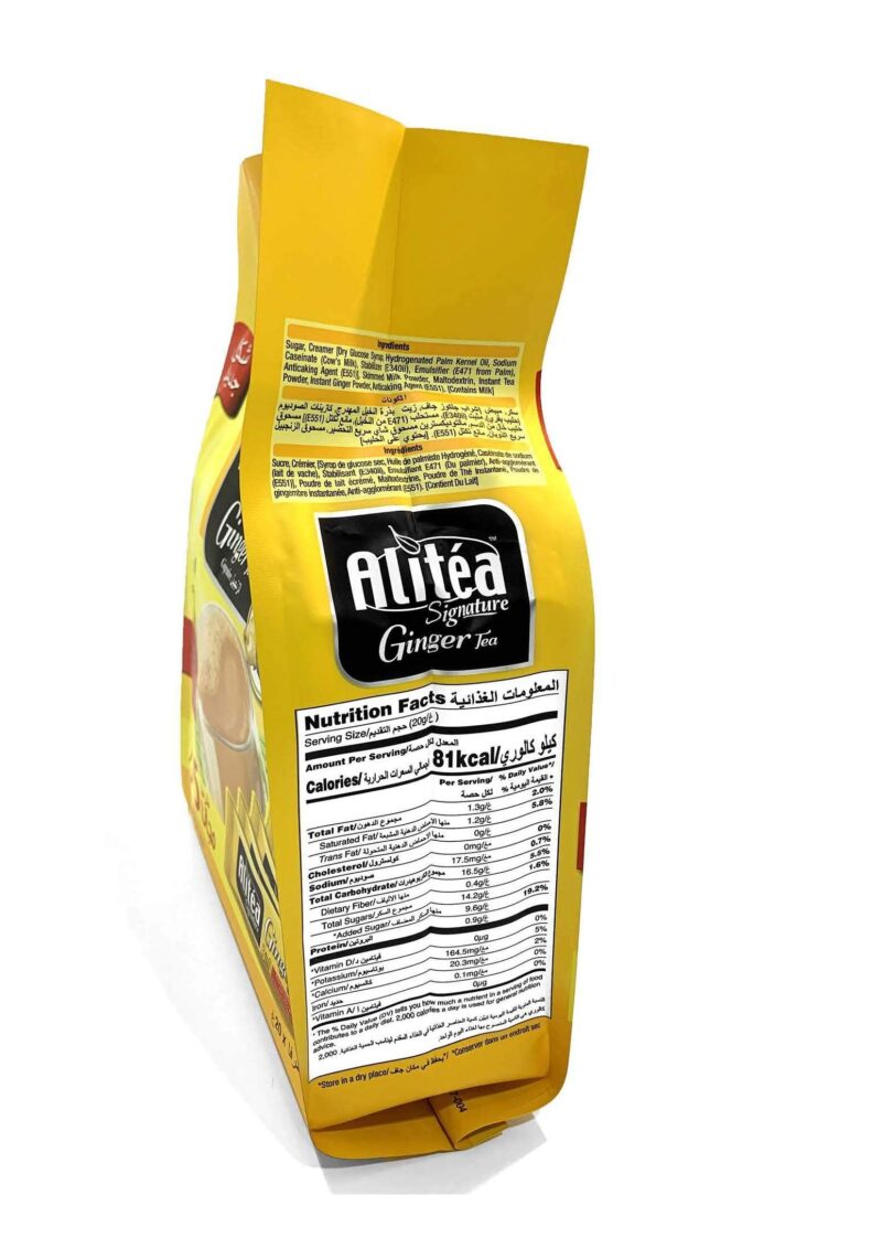 Alitea Signature Ginger Premix Instant Tea 3 in 1, (30 Sachets x 20gms)- 600gms - Image 3