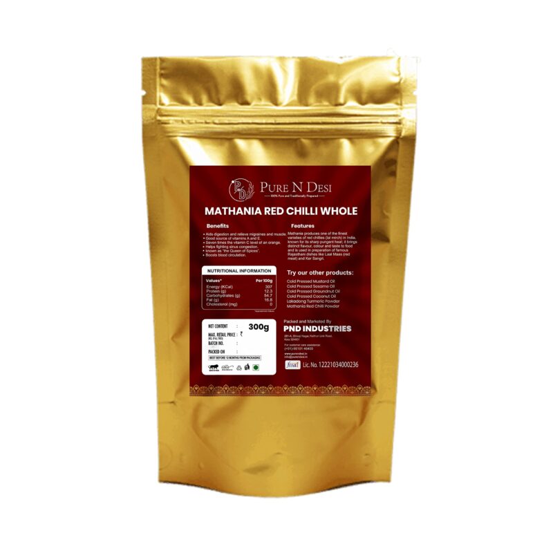 PURE N DESI Original Rajasthani Dried Mathania Whole Chilies Without Stems- Hand Picked/Sun Dried/Organically Produced/Authentic Marwari Taste - 300 Grams, Vegetable Masala - Image 6