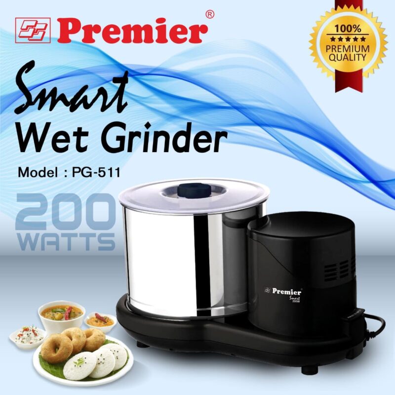 Premier Smart 200w Wet Grinder 2 LTR 230v Pg-512 with Coconut Scrapper and Dough Kneader Attachment, Easy Maintenance & Functional, Versatile Grinder - Image 7