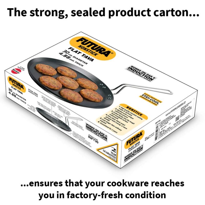 Hawkins Futura Induction Compatible Nonstick Flat Tava 30 cm, 4.88 mm (Black) - Image 3