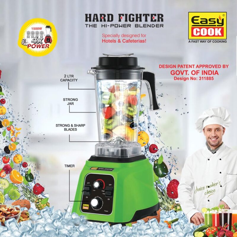 Easycook Hardfighter 1500 Watt Mixer Juicer Grinder | Heavy Duty Commercial Blender | Industrial Blender | 4x Performance - Image 2