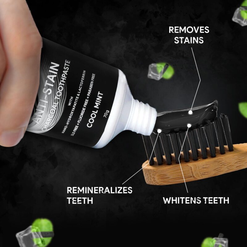 Dente91 Anti-Stain Charcoal Toothpaste for Stain Removal & Teeth Whitening, Protects against Dental Caries & Strengthens Enamel, Reduces 63% stains, Whitens teeth by 80% in just 3 days, 70g - Image 5