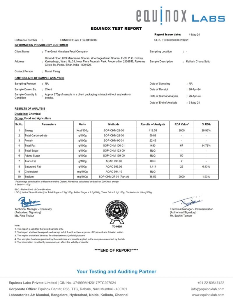 Great Himalaya Chana Sattu (500gm) | Blended with Roasted Cumin Powder |100% Natural and Authentic Whole Bengal Gram Flour | Rich in Protein & Fiber - Image 5